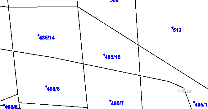 Parcela st. 485/16 v KÚ Živanice, Katastrální mapa