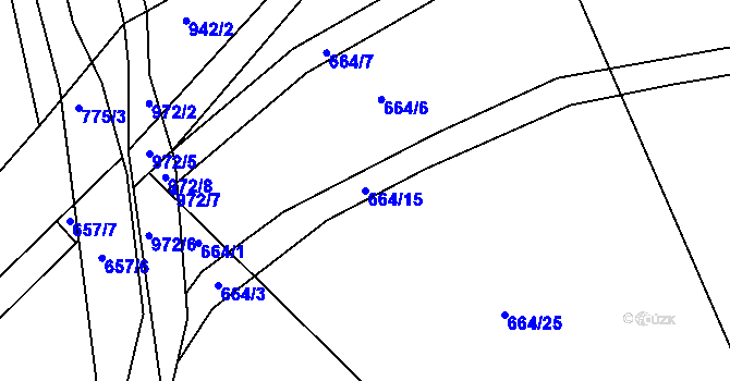 Parcela st. 664/15 v KÚ Živanice, Katastrální mapa