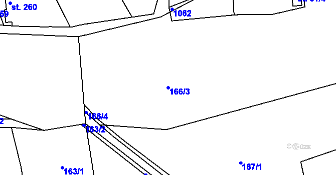 Parcela st. 166/3 v KÚ Živanice, Katastrální mapa
