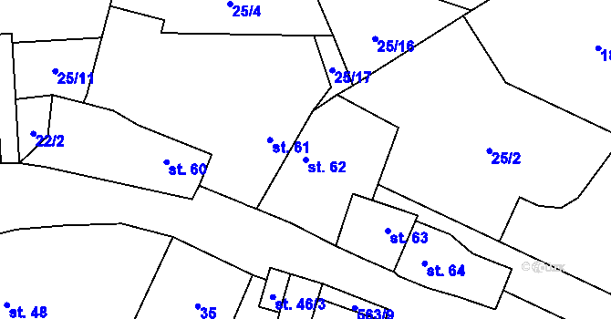 Parcela st. 62 v KÚ Živonín, Katastrální mapa