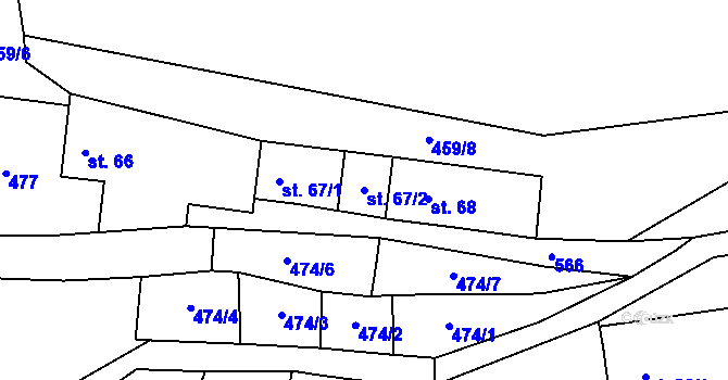 Parcela st. 67/2 v KÚ Živonín, Katastrální mapa