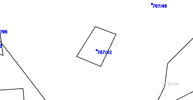 Parcela st. 707/12 v KÚ Životice u Nového Jičína, Katastrální mapa