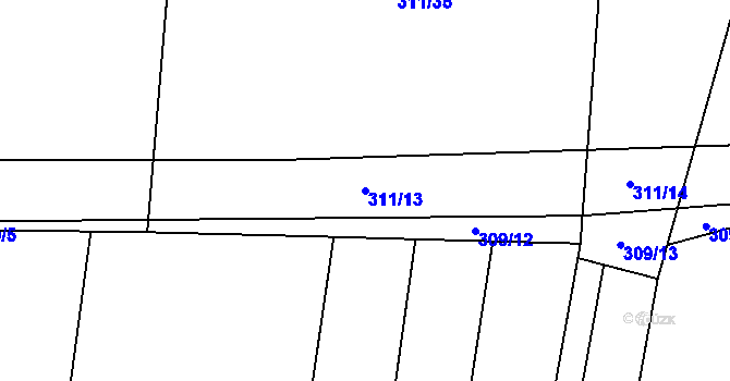 Parcela st. 311/13 v KÚ Životice u Nového Jičína, Katastrální mapa