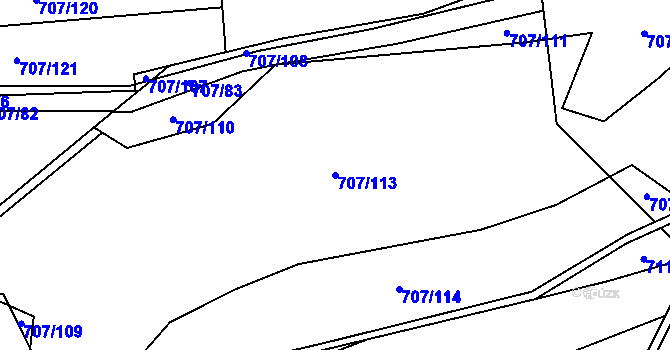 Parcela st. 707/113 v KÚ Životice u Nového Jičína, Katastrální mapa