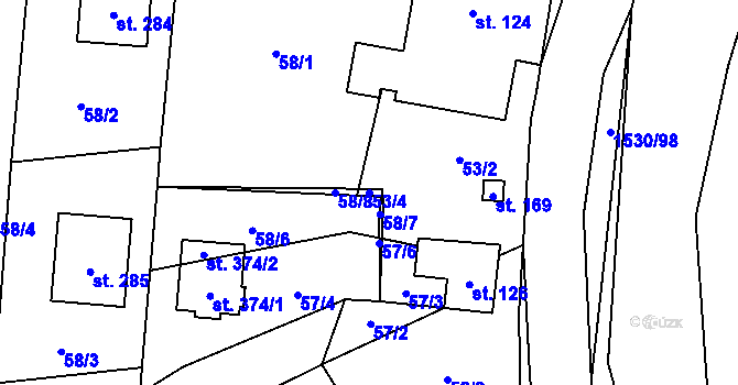 Parcela st. 53/4 v KÚ Životice u Nového Jičína, Katastrální mapa