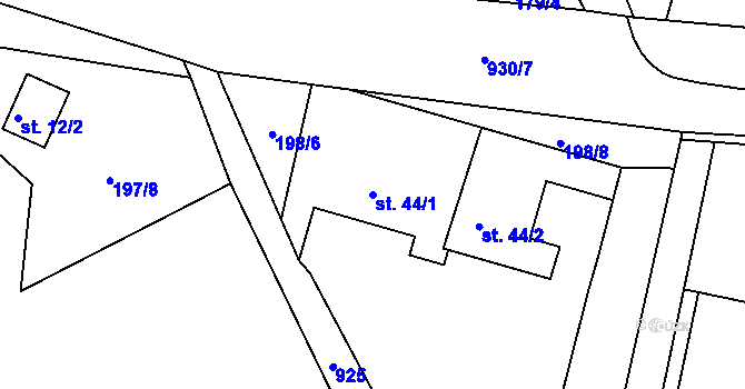 Parcela st. 44/1 v KÚ Žizníkov, Katastrální mapa