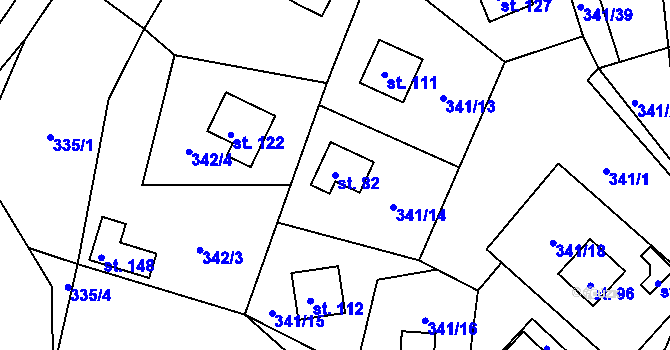 Parcela st. 82 v KÚ Žizníkov, Katastrální mapa