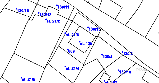 Parcela st. 125 v KÚ Žizníkov, Katastrální mapa
