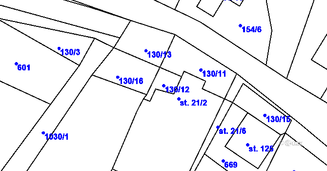 Parcela st. 130/12 v KÚ Žizníkov, Katastrální mapa