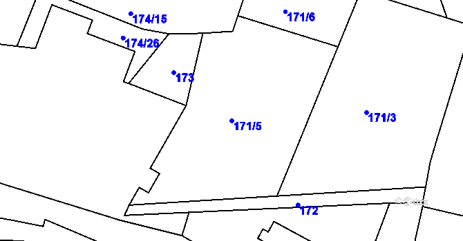 Parcela st. 171/5 v KÚ Žizníkov, Katastrální mapa