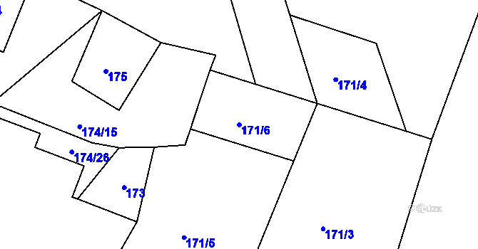 Parcela st. 171/6 v KÚ Žizníkov, Katastrální mapa