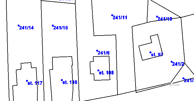 Parcela st. 241/6 v KÚ Žizníkov, Katastrální mapa