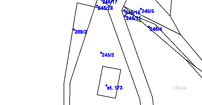 Parcela st. 245/2 v KÚ Žizníkov, Katastrální mapa
