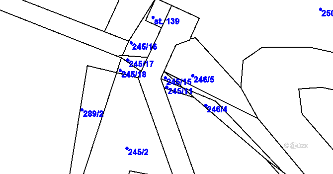 Parcela st. 245/11 v KÚ Žizníkov, Katastrální mapa
