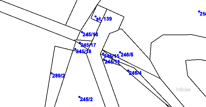 Parcela st. 245/15 v KÚ Žizníkov, Katastrální mapa