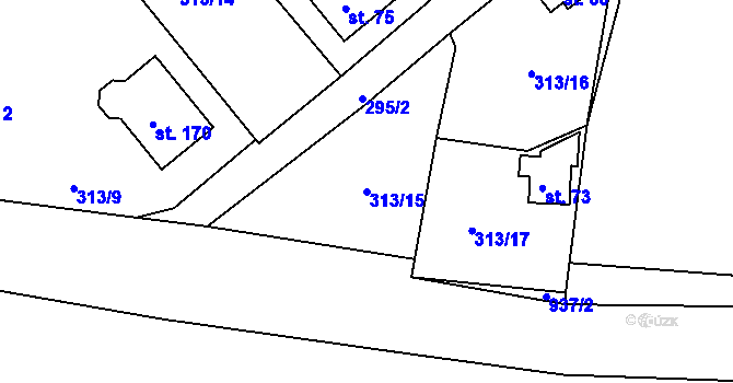 Parcela st. 313/15 v KÚ Žizníkov, Katastrální mapa
