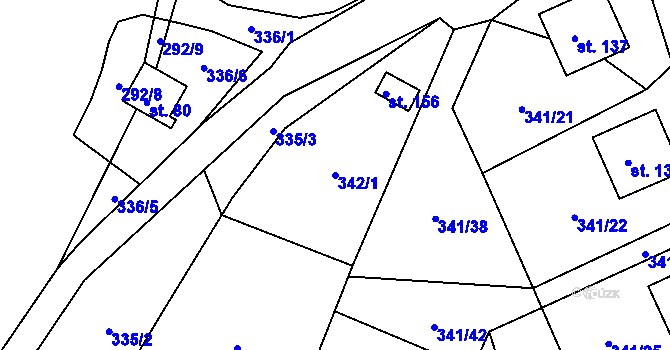 Parcela st. 342/1 v KÚ Žizníkov, Katastrální mapa
