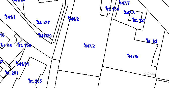 Parcela st. 447/2 v KÚ Žizníkov, Katastrální mapa