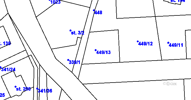 Parcela st. 449/13 v KÚ Žizníkov, Katastrální mapa
