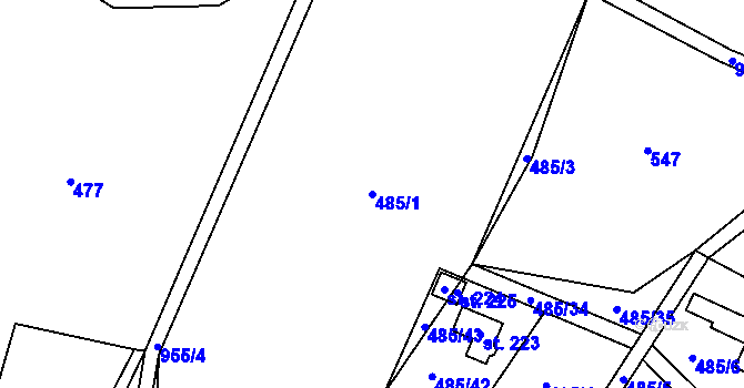 Parcela st. 485/1 v KÚ Žizníkov, Katastrální mapa