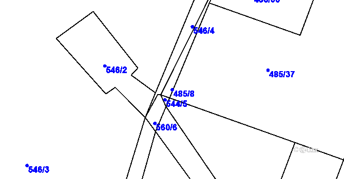 Parcela st. 485/8 v KÚ Žizníkov, Katastrální mapa