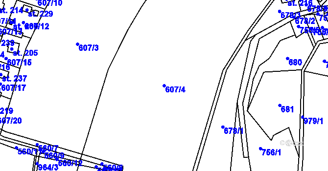 Parcela st. 607/4 v KÚ Žizníkov, Katastrální mapa