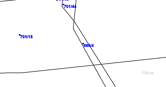 Parcela st. 986/4 v KÚ Žizníkov, Katastrální mapa