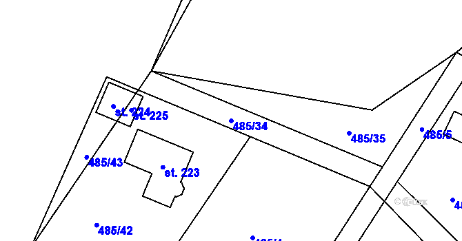 Parcela st. 485/34 v KÚ Žizníkov, Katastrální mapa