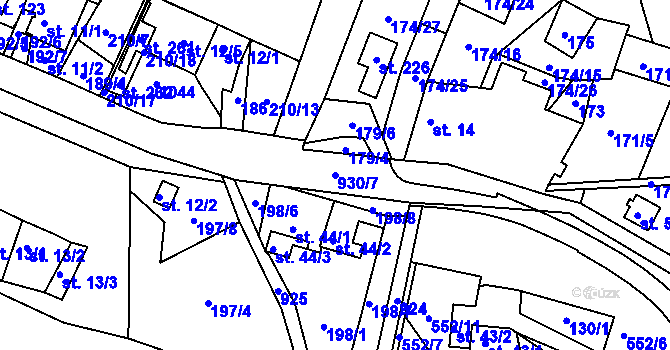 Parcela st. 930/7 v KÚ Žizníkov, Katastrální mapa