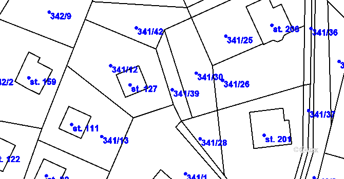 Parcela st. 341/39 v KÚ Žizníkov, Katastrální mapa