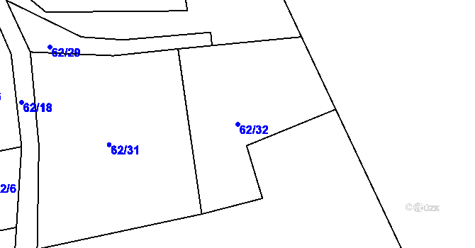 Parcela st. 62/32 v KÚ Žizníkov, Katastrální mapa