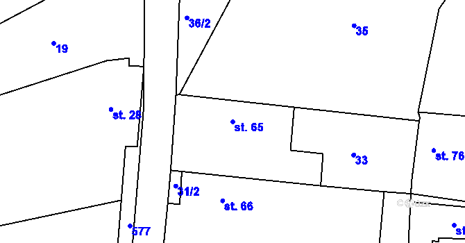 Parcela st. 65 v KÚ Žíželeves, Katastrální mapa