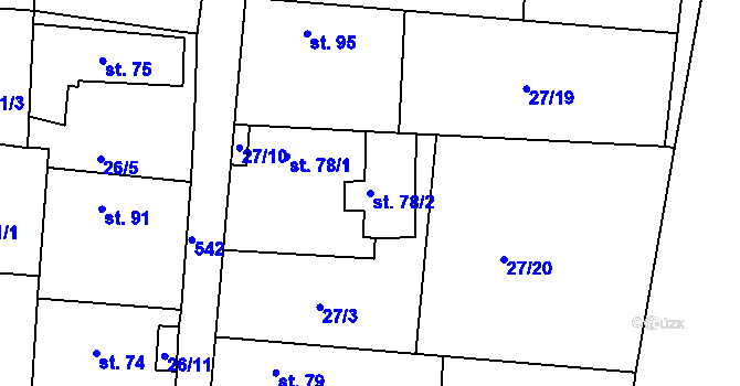 Parcela st. 78/2 v KÚ Žíželeves, Katastrální mapa
