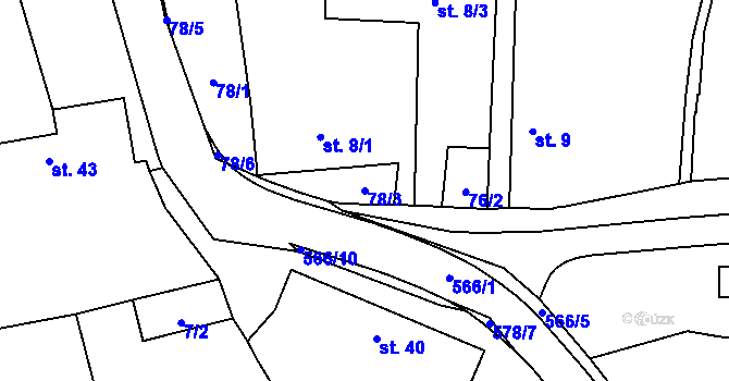 Parcela st. 78/3 v KÚ Žíželeves, Katastrální mapa