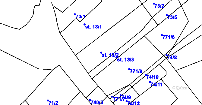 Parcela st. 13/2 v KÚ Hradišťko II, Katastrální mapa
