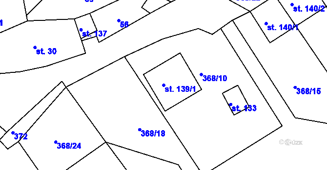 Parcela st. 139/1 v KÚ Hradišťko II, Katastrální mapa