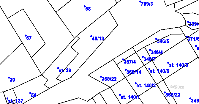 Parcela st. 46/7 v KÚ Hradišťko II, Katastrální mapa