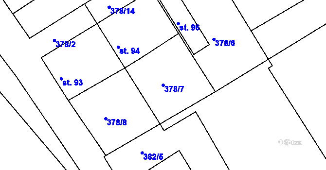 Parcela st. 378/7 v KÚ Hradišťko II, Katastrální mapa