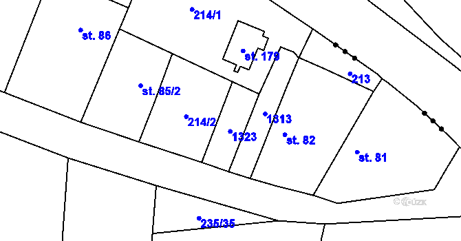 Parcela st. 83/1 v KÚ Končice, Katastrální mapa