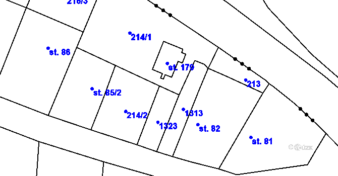 Parcela st. 83/2 v KÚ Končice, Katastrální mapa