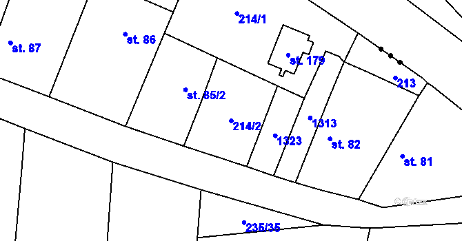 Parcela st. 214/2 v KÚ Končice, Katastrální mapa