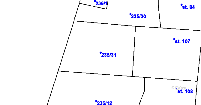 Parcela st. 235/31 v KÚ Končice, Katastrální mapa