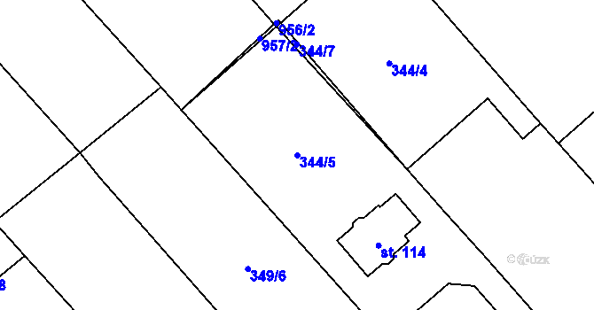 Parcela st. 344/5 v KÚ Končice, Katastrální mapa