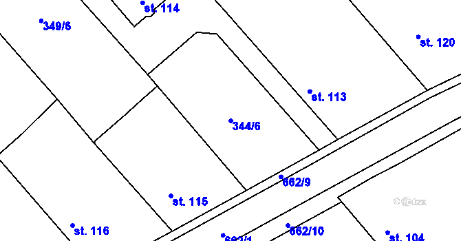 Parcela st. 344/6 v KÚ Končice, Katastrální mapa