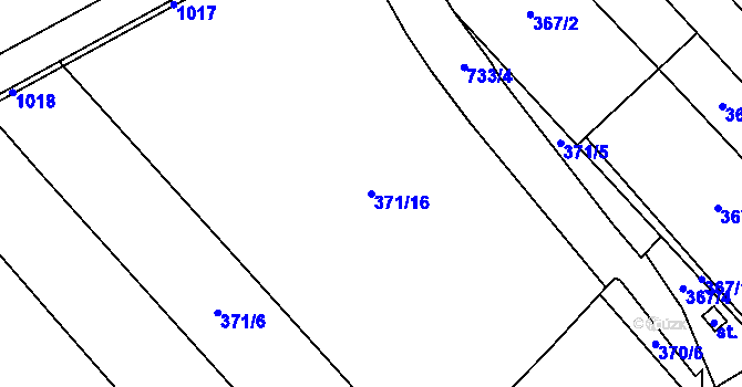 Parcela st. 371/16 v KÚ Končice, Katastrální mapa