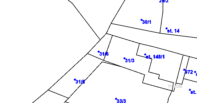 Parcela st. 31/6 v KÚ Kundratice u Žiželic nad Cidlinou, Katastrální mapa