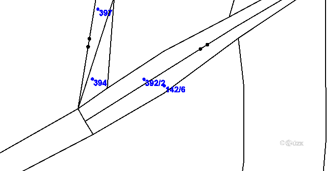 Parcela st. 142/6 v KÚ Kundratice u Žiželic nad Cidlinou, Katastrální mapa