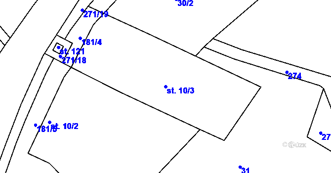 Parcela st. 10/3 v KÚ Loukonosy, Katastrální mapa
