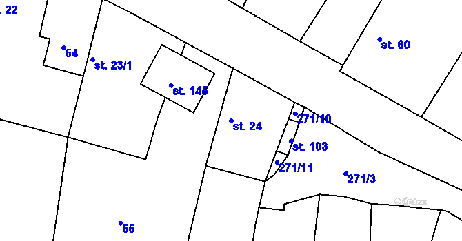 Parcela st. 24 v KÚ Loukonosy, Katastrální mapa