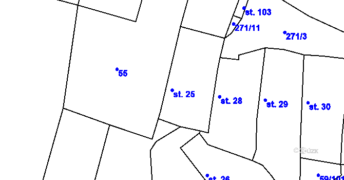 Parcela st. 25 v KÚ Loukonosy, Katastrální mapa